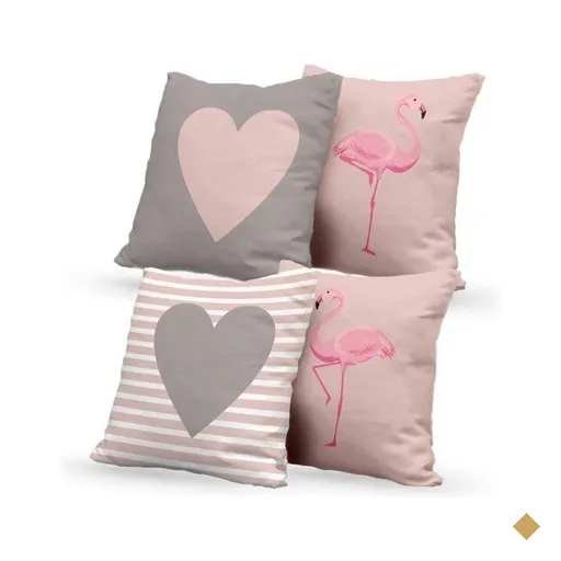 Kit 4 Almofadas Decorativas Own Flamingos e Corações - 45x45 cm