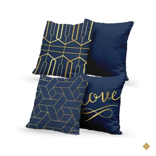 Kit 4 Almofadas Decorativas Own Geométricas e Love Azul - 45x45 cm