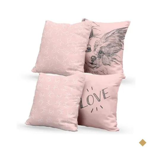 Kit 4 Almofadas Decorativas Own Love Dog Rosa - 45x45 cm