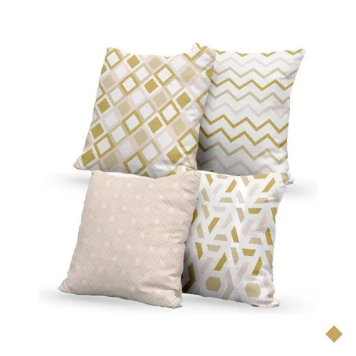 Kit 4 Almofadas Decorativas Own Geométricas Bege e Amarelo Queimado - 45x45 cm