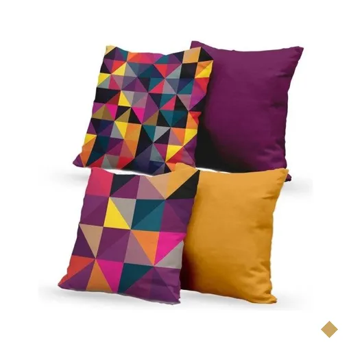 Kit 4 Almofadas Decorativas Own Triângulos Coloridos e Lisas Roxo - 45x45 cm