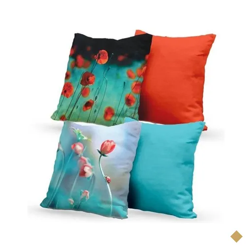 Kit 4 Almofadas Decorativas Own Flores e Lisas Laranja e Azul - 45x45 cm