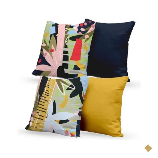 Kit 4 Almofadas Decorativas Own Traços Abstratos e Lisas - 45x45 cm