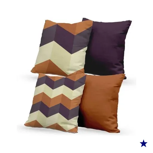 Kit 4 Almofadas Decorativas Own Chevron Tons Marrom - 45x45 cm