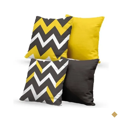 Kit 4 Almofadas Decorativas Own Chevron Amarela e Cinza - 45x45 cm