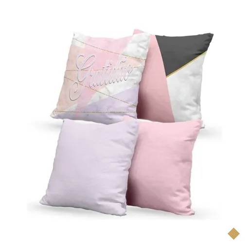 Kit 4 Almofadas Decorativas Own Gratidão Rosa e Lilás - 45x45 cm