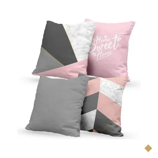 Kit 4 Almofadas Decorativas Own Home Sweet Home Rosa e Mármore - 45x45 cm