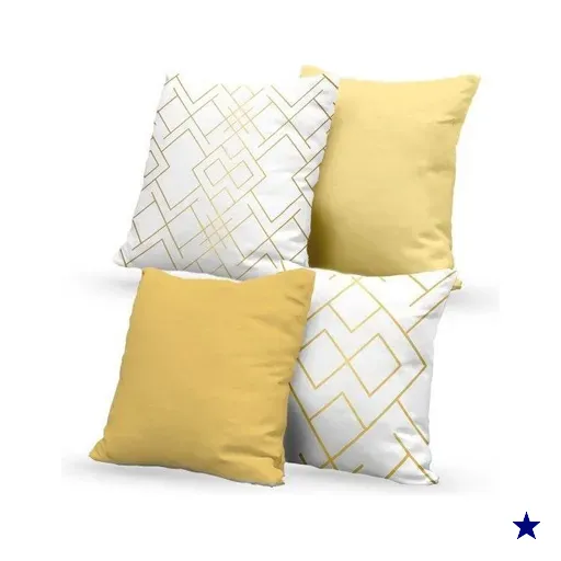 Kit 4 Almofadas Decorativas Own Geométricas Branca Gold - 45x45 cm