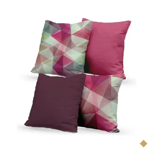 Kit 4 Almofadas Decorativas Own Triângulos Marsala e Lisas - 45x45 cm