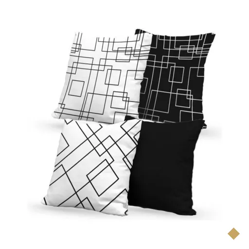 Kit 4 Almofadas Decorativas Own Traços Preto e Branco - 45x45 cm