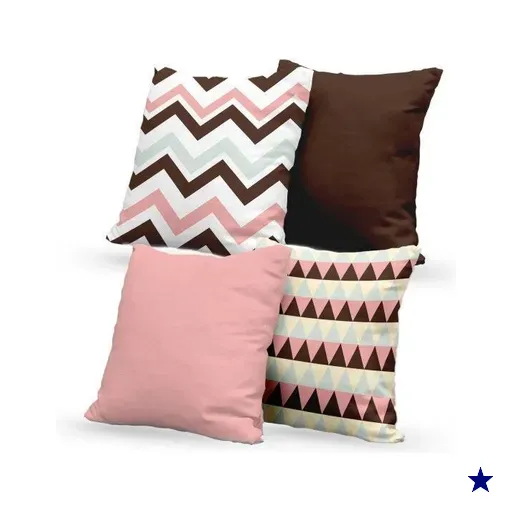 Kit 4 Almofadas Decorativas Own Geométricas Rosa e Marrom - 45x45 cm