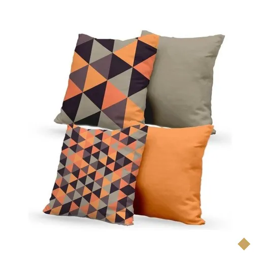 Kit 4 Almofadas Decorativas Own Triângulos Laranja e Lisas - 45x45 cm