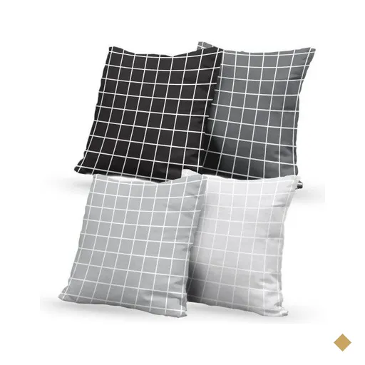 Kit 4 Almofadas Decorativas Own Quadriculado Degradê - 45x45 cm
