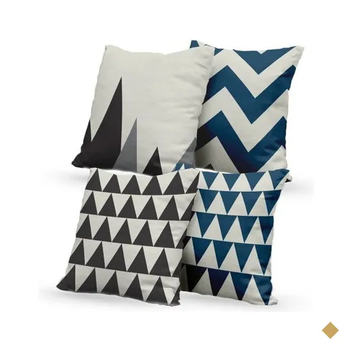 Kit 4 Almofadas Decorativas Own Geométrico Cinza e Azul - 45x45 cm
