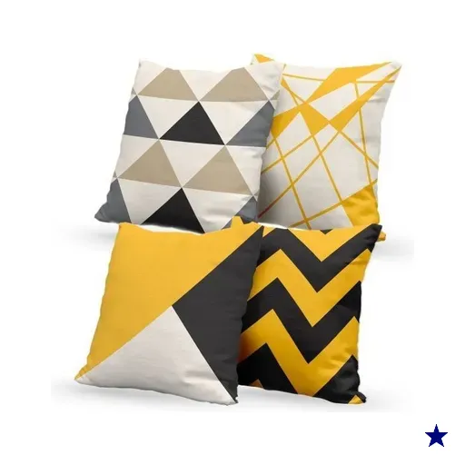 Kit 4 Almofadas Decorativas Own Geometric Yellow - 45x45 cm