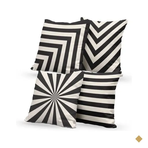 Kit 4 Almofadas Decorativas Own Preto e Branco Listras - 45x45 cm