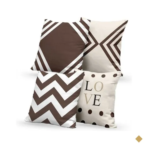 Kit 4 Almofadas Decorativas Own Geométricas Love Marrom - 45x45 cm