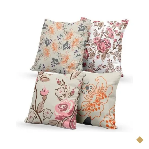 Kit 4 Almofadas Decorativas Own Flores Rosa e Laranja - 45x45 cm