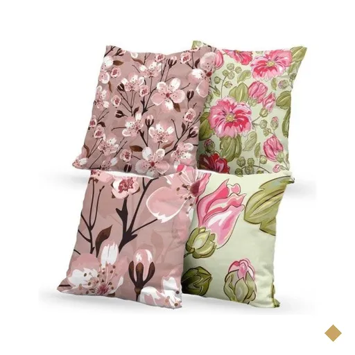 Kit 4 Almofadas Decorativas Own Floral Rosa e Verde - 45x45 cm