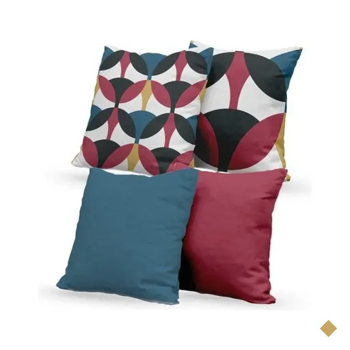 Kit 4 Almofadas Decorativas Own Retro Bordô e Azul - 45x45 cm
