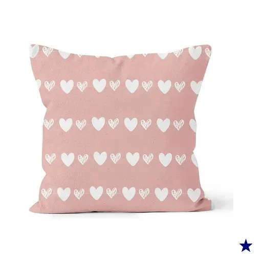 Almofada Decorativa Own Rosa com Corações Brancos - 45x45 cm