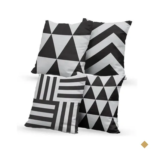 Kit 4 Almofadas Decorativas Own Preto e Branco Geométrico - 45x45 cm