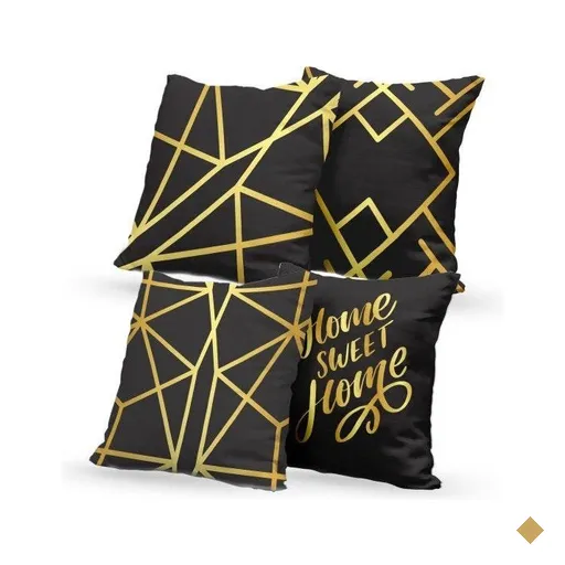 Kit 4 Almofadas Decorativas Own Home Sweet Home Gold - 45x45 cm