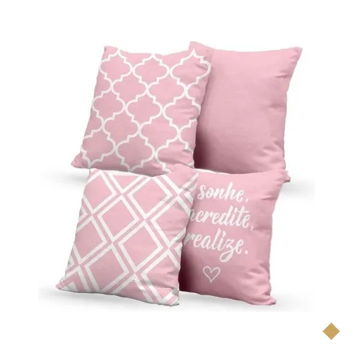 Kit 4 Almofadas Decorativas Own Rosa Sonhe Acredite Realize - 45x45 cm