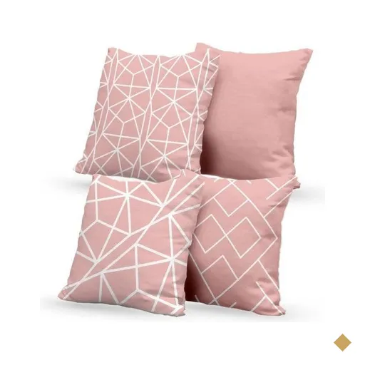 Kit 4 Almofadas Decorativas Own Rosa Geométrico Branco - 45x45 cm