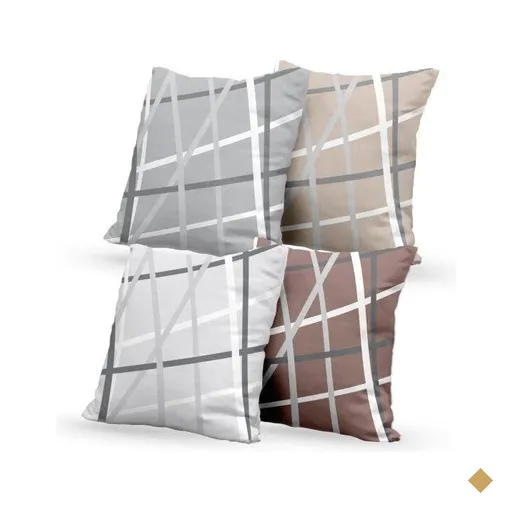 Kit 4 Almofadas Decorativas Own Geométricas Linhas Cinza - 45x45 cm