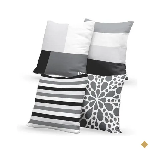 Kit 4 Almofadas Decorativas Own Geométricas Cinza e Preto - 45x45 cm