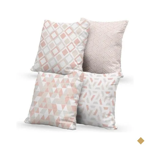 Kit 4 Almofadas Decorativas Own Geométricas Rosa e Cinza - 45x45 cm