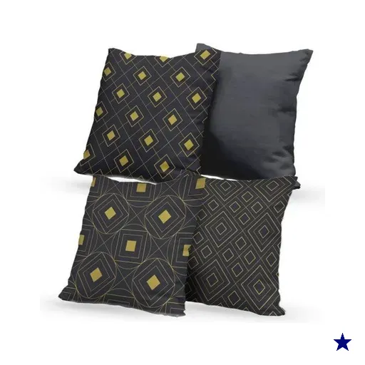 Kit 4 Almofadas Decorativas Own Geométricas Cinza Gold - 45x45 cm