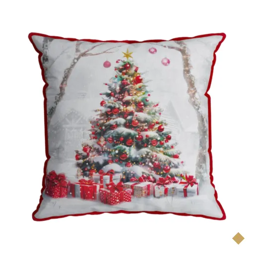 Almofada Cheia Natalina Árvore de Natal 43cmx43cm