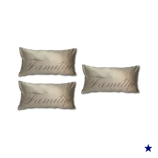 Três Almofada de Sofá Decorativa - 30x50 - RNE Família Rose