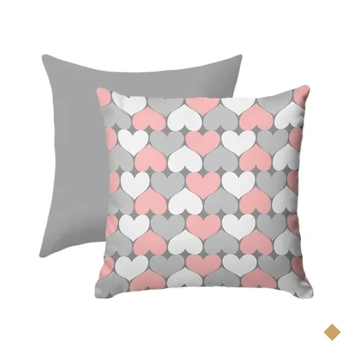 Capas Almofada 40cm Cinza Coracao Rose Facil Lavar 2un
