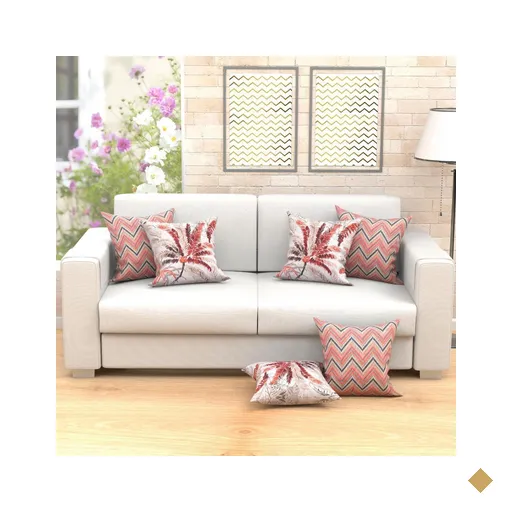 Jogo De Almofadas Chevron Estampada Vermelha 6 Un 45X45Cm
