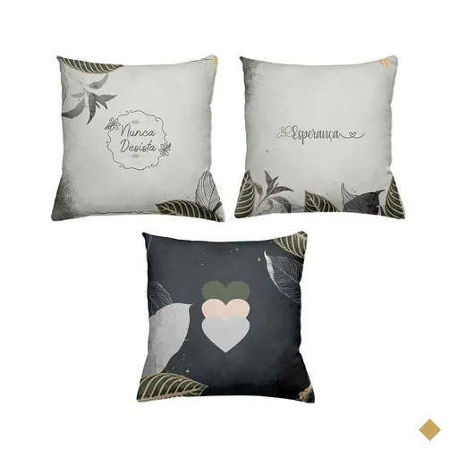 Kit 3 Almofadas Cheias Decorativas 40 X 40 Esperança