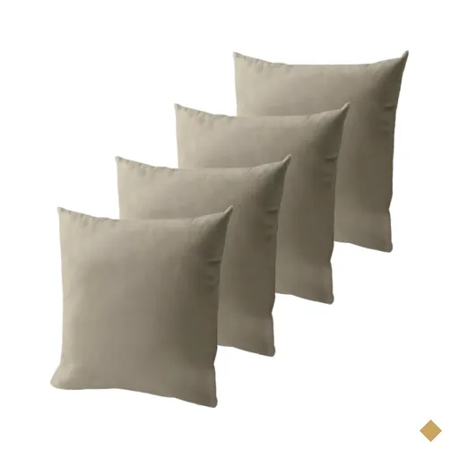 Kit 4 Capa de Almofada Suede 45 X 45 com Zíper Veludo Liso:bege Avelã