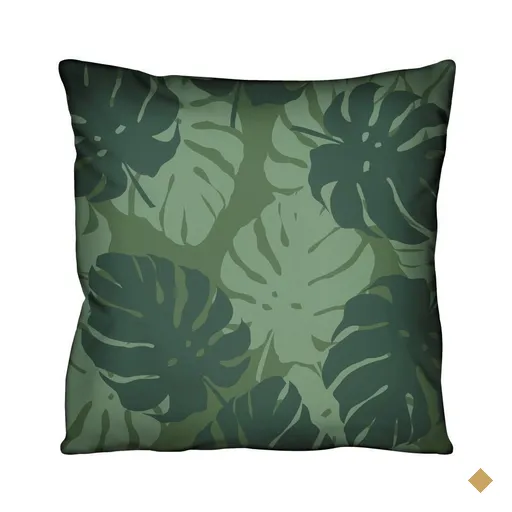 Capa de Almofada Decorativa Verde Costela de Adão com Debrum - 52x52cm