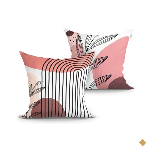 Capa Almofada Estampada Rosê 2 Unidades 45cm Quadrada com Zíper Tecido…