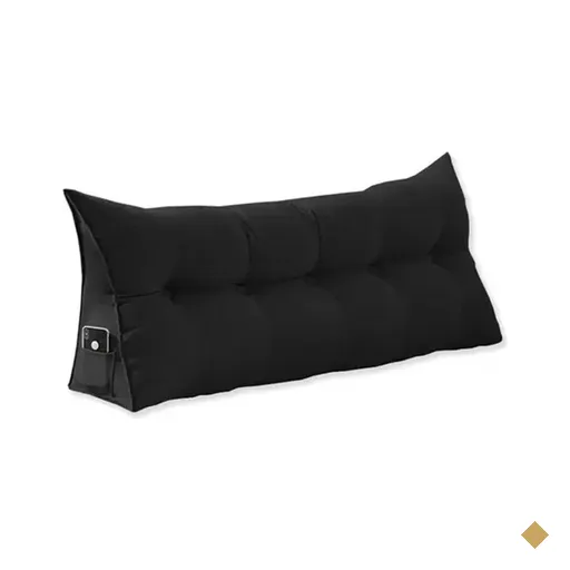 Cabeceira Almofada Mel Casal 140 cm Suede Preto - DL Decor
