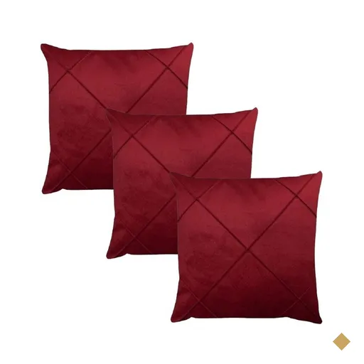 Kit 3 Capas para Almofada Drapeada em Veludo Quadrada 50x50 Várias Cores…
