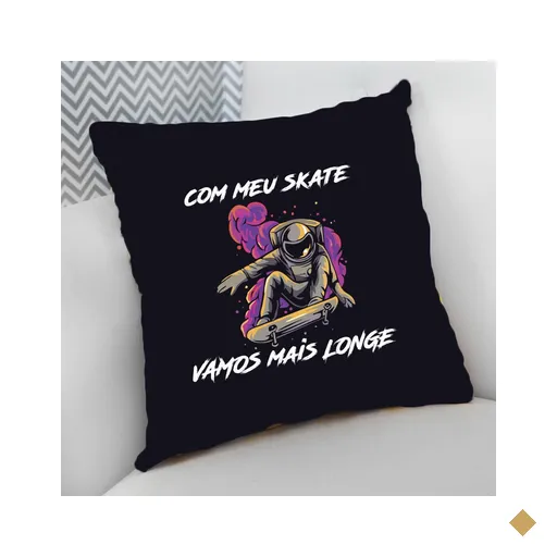 Almofada Decorativa Cheia c/ Zíper 40x40 Skate SK8 Skateboarding - Astronauta…