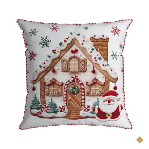 Almofada Cheia Natalina Casa de Doces do Papai Noel 43cmx43cm
