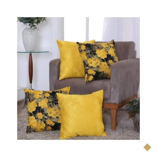 Presente de Natal 4 Capa Almofada Jacquard Jasmim e Amarelo