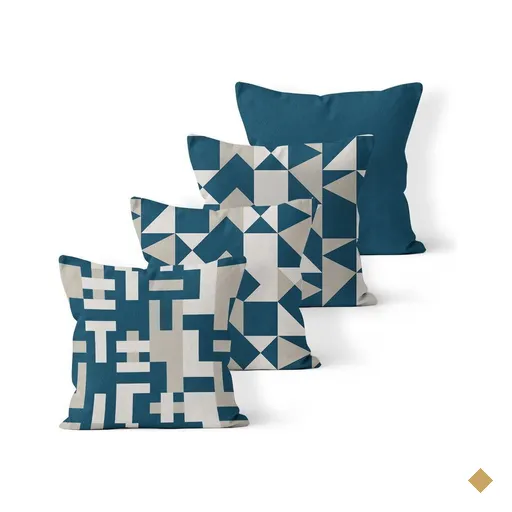 Kit 4 Almofadas Decorativas Own Geométrica Azul e Cinza 45x45cm
