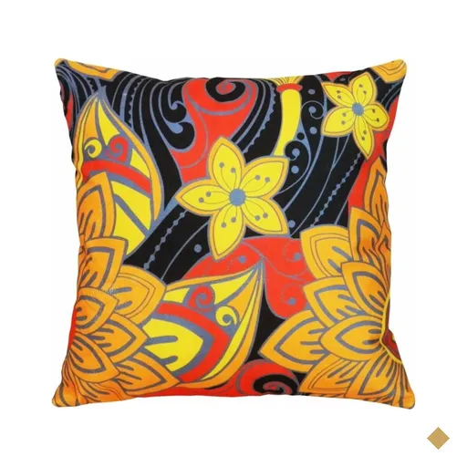 Capa de Almofada Suede Floral Suprema Amarelo e Preto 44x44cm