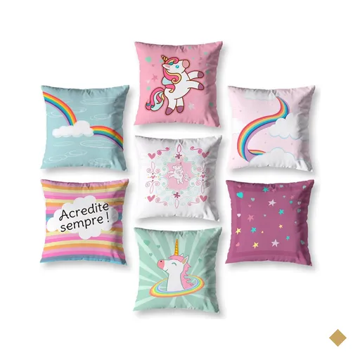 Kit 7 capas de Almofada 40 x 40 Decorativas Estampadas Digital Coloridas Sala…
