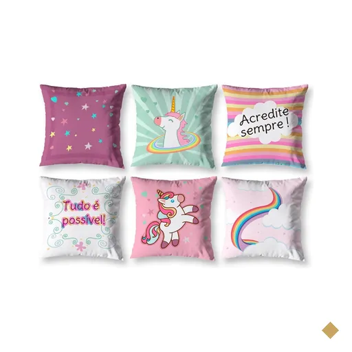 Kit 6 Capa Almofada Estampadas Infantil 40cm X 40cm Zíper Invisível Digital…